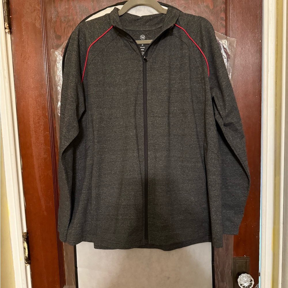 Women's Gray Jacket with Red Accents